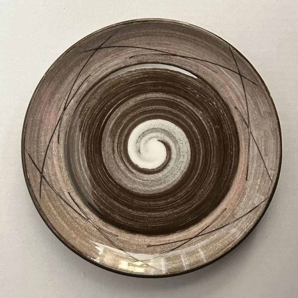 Santa Anita Ware Vreni Brown Swirl Mid Century Bread Plates Set of 4